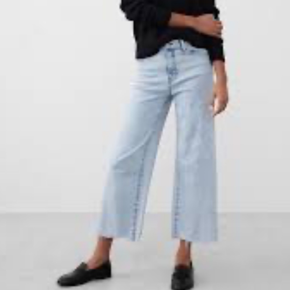 BANANA REPUBLIC WOMENS HIGH RISE WIDE LEG CROP JEAN DISTRESSED 28/6